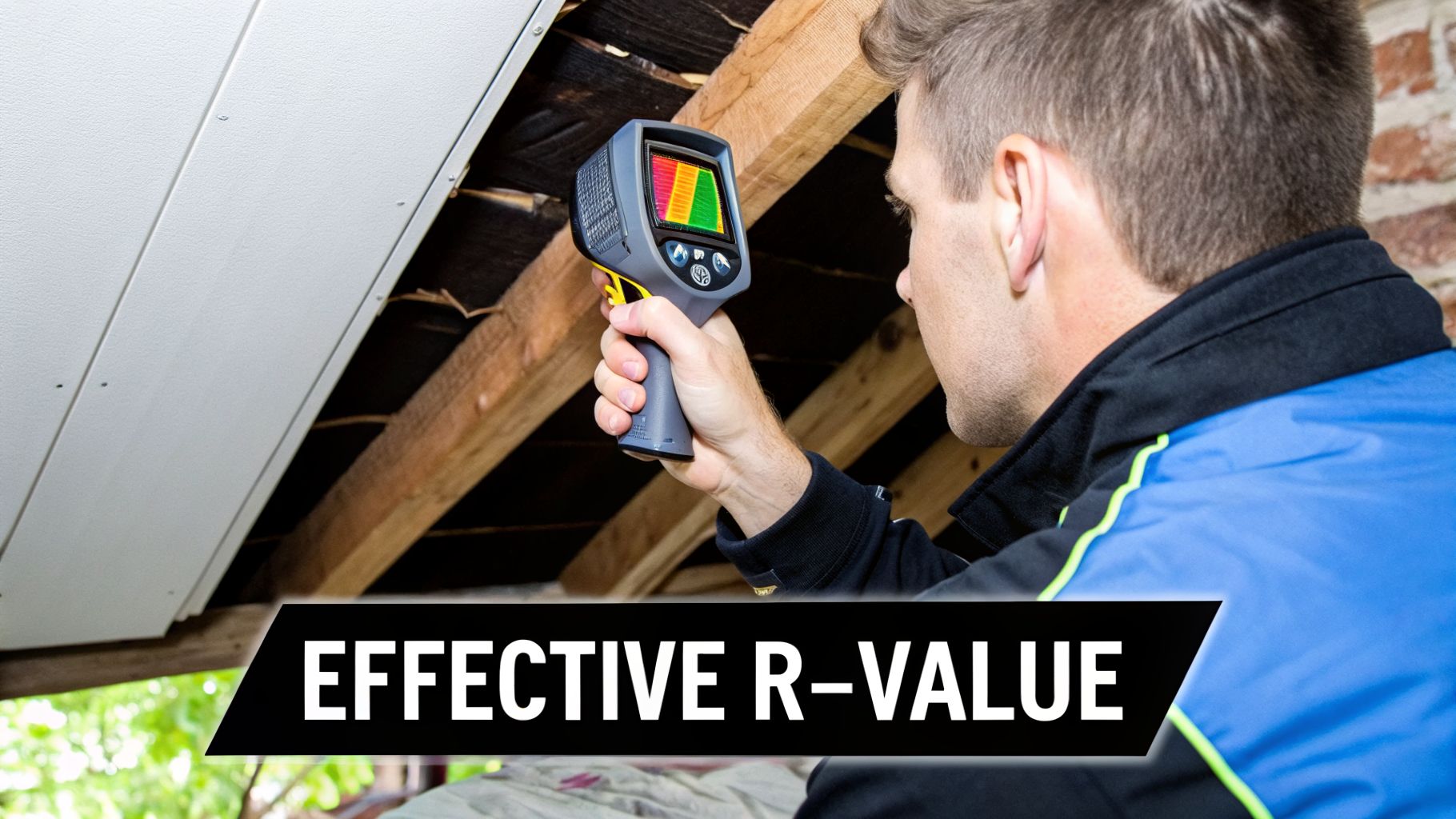 Foam Versus Cellulose Insulation A South Florida Guide 3 A technician uses a thermal imaging camera to inspect attic insulation, checking the effective R-value.