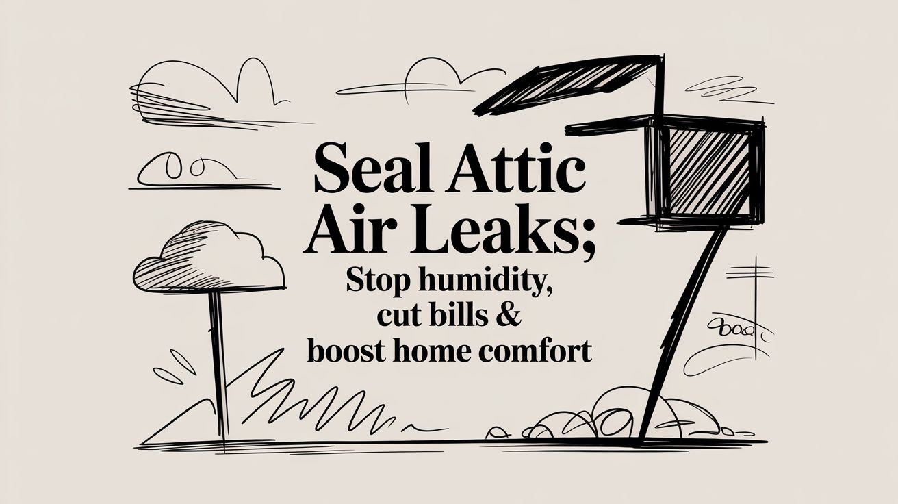seal attic air leaks doodle illustration