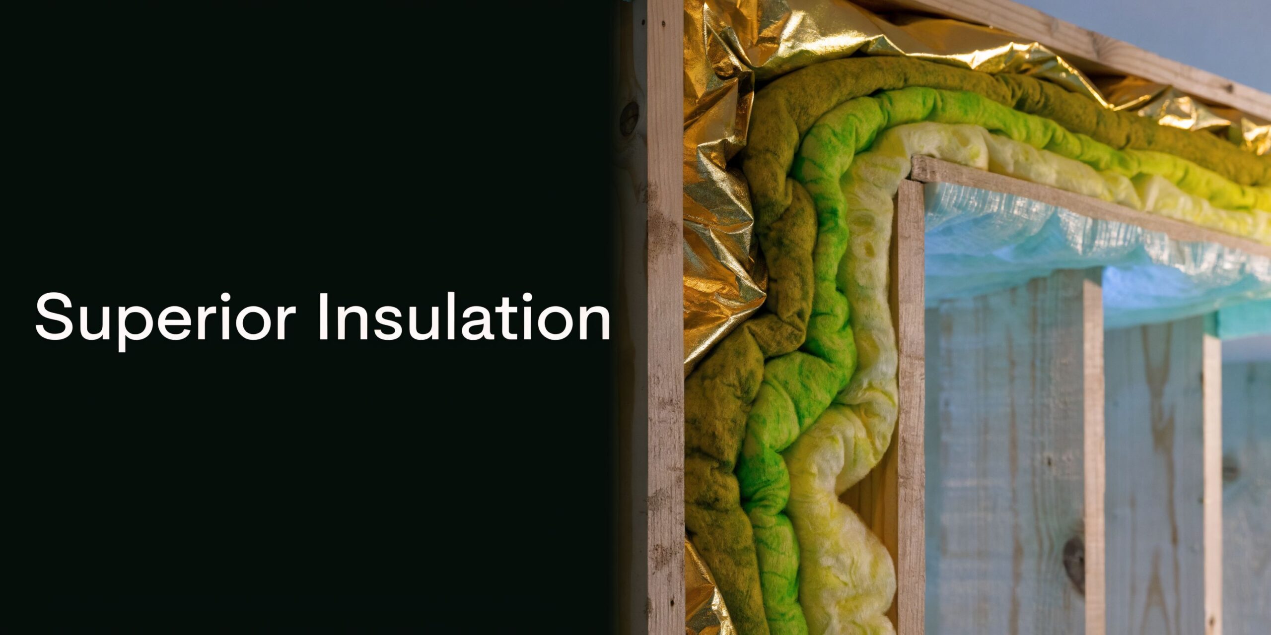 A cross-section view showing professional wall insulation installation with layers of foil and fibrous thermal material