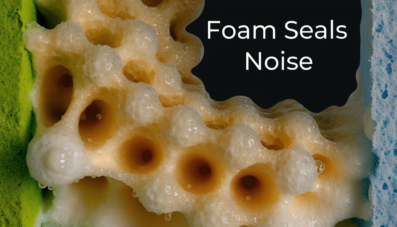 A close-up view of expanding foam insulation used for sealing gaps and soundproofing interior building walls.