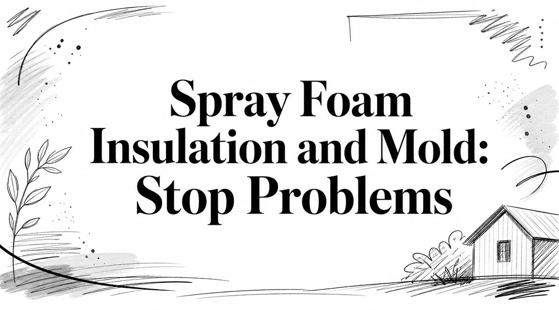 Spray foam insulation and mold house illustration